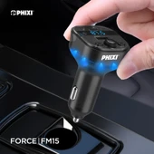 Phixi FM15 Araç FM Transmitter – Bluetooth 5.3 + PD & USB-A Hızlı Şarj thumbnail 2