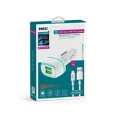 Phixi Force QCC571T Çift Çıkışlı Fast Type-C USB Kablolu Araç Şarj Cihazı thumbnail 2