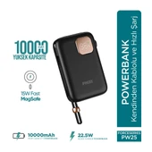 Phixi Force PW25 10000mAh 22.5W Kendinden Kablolu MagSafe Powerbank - Kablosuz Mini Şarj Cihazı - Dijital Ekran - Taşınabilir Şarj Cihazı - 1