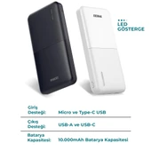 Phixi Basic P18 22.5W 10000mAh Hızlı Şarj Cihazı - PD Powerbank - 1 PD 1 USB Port LED Gösterge - Taşınabilir Şarj Cihazı - 2