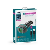 Phixi Force QCC571T Çift Çıkışlı Fast Type-C USB Kablolu Araç Şarj Cihazı thumbnail 2