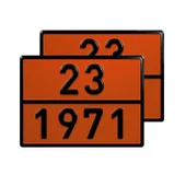 Metal 40x30 cm Levha (1 Çift) 23-1971 Doğalgaz Depolama Tüp Taşımacılık Tehlikeli Madde Uyarısı thumbnail 1