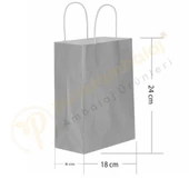 Gümüş Kraft Çanta Küçük Boy 18x8x24 cm 25 Adet thumbnail 1
