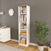 Olven Kitaplık 5 Raflı , 162 cm Beyaz-Meşe - 2