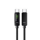 Phixi Ultimate UPD4160T 60W LCD Ekranlı Metal Başlıklı Hasır Örgü Type-C to Type-C Hızlı Şarj ve Data Kablo - 1