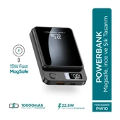 Phixi Force PW10 10000mAh 22.5W MagSafe Powerbank  - Kablosuz Mini Şarj Cihazı - 1 USB 1 PD Port - Dijital Ekran - Taşınabilir Şarj Cihazı thumbnail 1