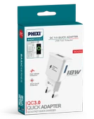 Phixi QCH202 Basic 12V / 3A Qualcomm 3.0 Hızlı Şarj Adaptörü - 3
