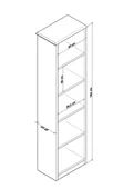 Olven Kitaplık 5 Raflı , 162 cm Beyaz-Meşe - 3