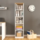 Olven Kitaplık 5 Raflı , 162 cm Beyaz-Meşe - 1