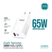 PHİXİ ULTİMATE UPD4165 65W PD ÇİFT ÇIKIŞLI HIZLI ŞARJ ADAPTÖR - 1