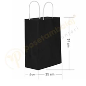Siyah Kraft Çanta Orta Boy 25x12x31 cm 25 Adet thumbnail 1