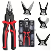 Çok Uçlu Pense, 5in1 Çok Fonksiyonlu Değiştirilebilir Kafa Pense Seti Çelik Tel Pense Mengene Sıyırma Pense Seti Elektrikçi için Çok amaçlı Elektronik Bakım Aletleri thumbnail 1