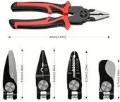 Çok Uçlu Pense, 5in1 Çok Fonksiyonlu Değiştirilebilir Kafa Pense Seti Çelik Tel Pense Mengene Sıyırma Pense Seti Elektrikçi için Çok amaçlı Elektronik Bakım Aletleri thumbnail 6