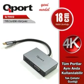 QPORT Q-THV2 TYPE-C TO HDMI/VGA CEVIRICI ADAPTÖR - 1