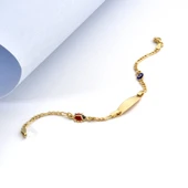 925 Ayar Gümüş Uğurböceği ve Nazar Boncuklu Bebek Bilekliği - BPC00107 thumbnail 1