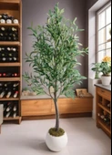 Yapay Zeytin Ağacı 160cm İki Gövdeli Beyaz Küre Saksıda Salex Doğal Gerçek Görünümlü Yapay Ağaç thumbnail 5