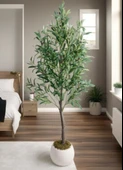 Yapay Zeytin Ağacı 160cm İki Gövdeli Beyaz Küre Saksıda Salex Doğal Gerçek Görünümlü Yapay Ağaç thumbnail 3