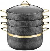 Brioni Royal Stone 5 parça Granit Mantı Tenceresi Kumtaşı&Altın - 1