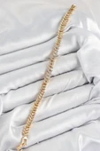 Pirinç Zirkon Taşlı Sıralı Yaprak Model Gold Renk Kadın Bileklik - 2