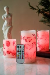  3lü Modern Renk Değiştiren Kumandalı Led Mum Seti - 2