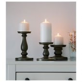 Şamdan Koyu Gri Renk IKEA 21 Cm Mumluk Dekoratif Şamdan thumbnail 2