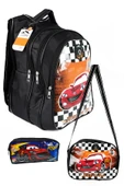 Lugmo Sırt Çanta Seti 3lü Ortaokul İlkokul 3 Cepli Pedli Araba Siyah thumbnail 1