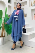 Kat Detaylı Tunik 3988 İndigo thumbnail 2