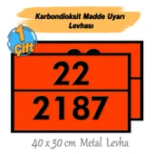 Metal 40x30 cm Levha (1 Çift) 22-2187 Tehlikeli Madde Uyarısı Karbondioksit Gaz Taşıma Depolama thumbnail 3