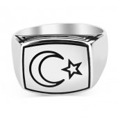 Ay Yıldız Sade Parlak 925 Ayar Gümüş Yüzük thumbnail 4