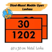 Metal 40x30 cm Levha (1 Çift) 30-1202 Tehlikeli Madde Belirtme Petrol Rafine Dizel Mazot Uyarısı thumbnail 3