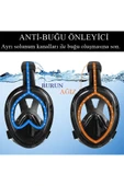 360 Tam Yüz Dalış Maskesi Su Altı Keşif Dalış Maske Slikon Şnorkel Full Face Maske Siyah - 7