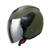 Sway Xbyc 633 Solıd Şeffaf Vizörlü Yarım Motosiklet Scooter Kaskı Large Beden Mat Yeşil thumbnail 2