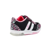 Kız Bebe Siyah Pembe Desenli Işıklı Cırtlı Sneaker Günlük Spor Ayakkabı - 5