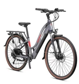 28J LOOP ROUTER 9V ELEKTRİKLİ ŞEHİR BİSİKLETİ - MAT FÜME GRİ KIRMIZI - 38 KADRO thumbnail 3