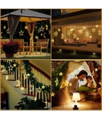 Ay Hilal Yıldız Led Günışığı Ramazan Bayramı Yeni Yıl 3 Metre Sarı Fişli 12 Saçak 8 Mod - 4