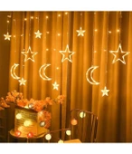 Ay Hilal Yıldız Led Günışığı Ramazan Bayramı Yeni Yıl 3 Metre Sarı Fişli 12 Saçak 8 Mod - 1