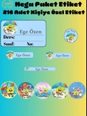 DeepCraft Mega Paket 216 Adet Okul Etiketi Premium Kişiye Özel Etiket - 2