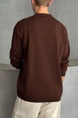 Erkek Slim Fit Polo Yaka Fitilli Triko Kazak -26107 - 12
