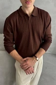 Erkek Slim Fit Polo Yaka Fitilli Triko Kazak -26107 - 6