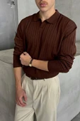 Erkek Slim Fit Polo Yaka Fitilli Triko Kazak -26107 - 2