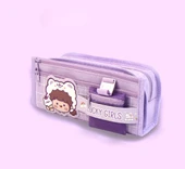 Lucky Girls Karekterli  Üç Gözlü Mor Kalem Çantası (7458) - 1