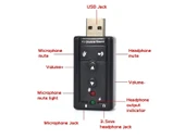 7.1 USB Stereo Ses Adaptörü , Harici Ses Kartı, PC ve Dizüstü Bilgisayar için 3D USB Ses Adaptörü, - 3