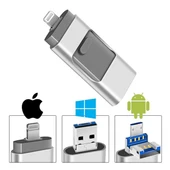 Powermaster PM-16238 8GB OTG Flash Bellek 4IN1 Lightning Type-C USB-A Micro-USB IOS Android PC Uyumlu - 1