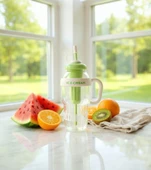 1300 ml Kulplu Suluk Matara Detox ve Soğuk İçecek Şişesi Pipetli Suluk Taşınabilir BPA içermez Yeşil - 3