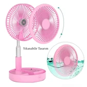 Katlanabilir Yükseltilebilir Taşınabilir Fan Vantilatör (4 Farklı Mod), Pembe, 97,5cm kadar uzayabilir, - 3