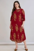 Wearon Kadın Fatoş Cep Detaylı Dokuma Viskon Kırmızı Gömlek Elbise - 1