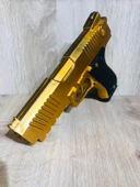Gold  Renk Boncuklu Oyuncak Tabanca 1 Adet + 2 adet hedef 9 cm Siyah +  21 Paket Boncuk - 6