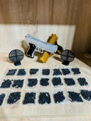 Boncuklu  Altın ve Gümüş Renk Boncuk Atan Silah 2 Adet + 2 Adet 9 cm Hedef +  21 Paket Boncuk - 1