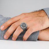 Desenli Zincir Tasarımlı 925 Ayar Gümüş Yüzük thumbnail 2