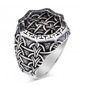 Desenli Zincir Tasarımlı 925 Ayar Gümüş Yüzük thumbnail 4